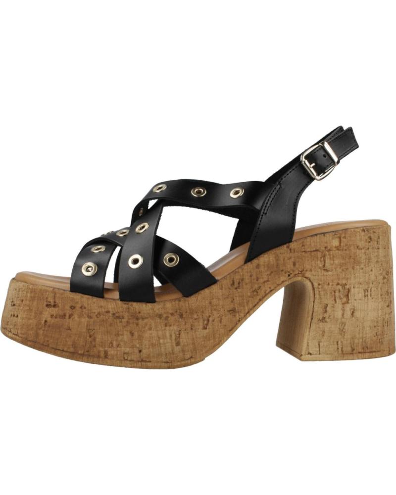 SANDALIAS PORRONET MODELO 3179 NEGRAS CON PLATAFORMA CORCHO NEGRO