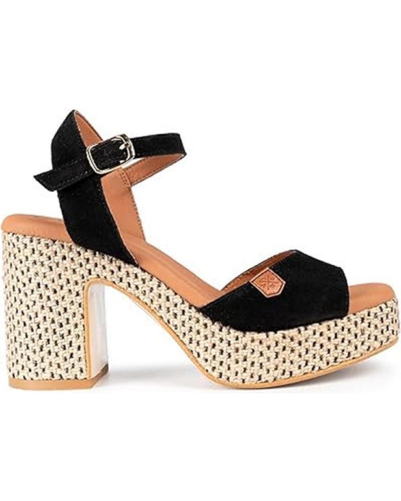 SANDALIAS POPA MARSELLA NEGRAS - TACÓN BLOQUE ESTAMPADO NEGRO