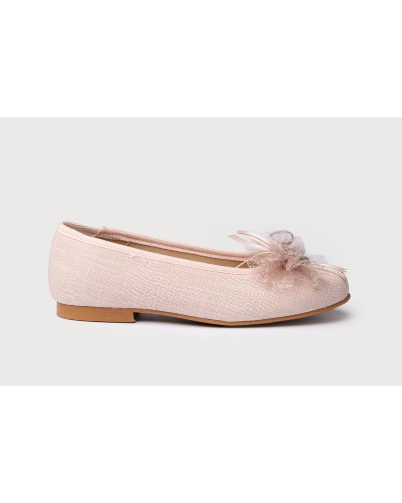 Sapatos de Menina ANGELITOS BAILARINA LINO CEREMONIA 985 ROSA