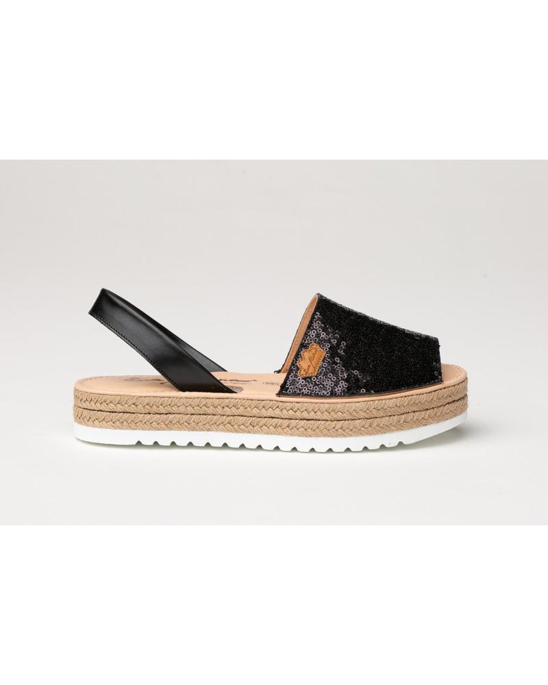 Sandálias de Mulher EVA MAÑAS IBICENCA GLITTER-SEQUINS GEL-MEMORY FOAM 1253 NEGRO