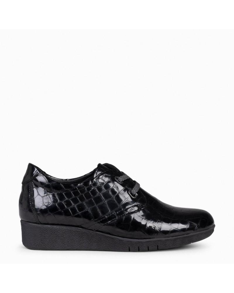 Sapatos de cunha de Mulher MIMAO BLUCHER COCO - MOCASIN CORDONES ELASTICOS NEGRO