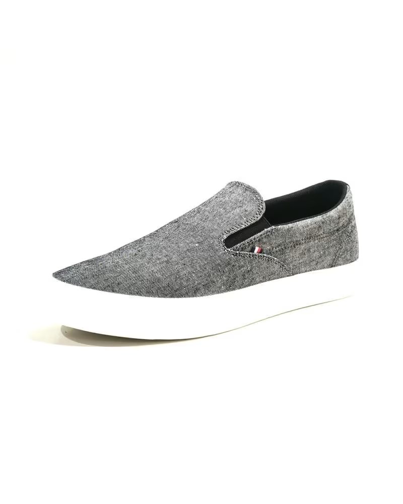 Tommy Hilfiger Zapatilla Casual de Lona con Suela de Goma Negro