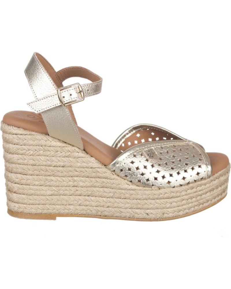 SANDALIAS POPA BENISA DORADAS - CUÑA ALPARGATA PERFORADA DORADO
