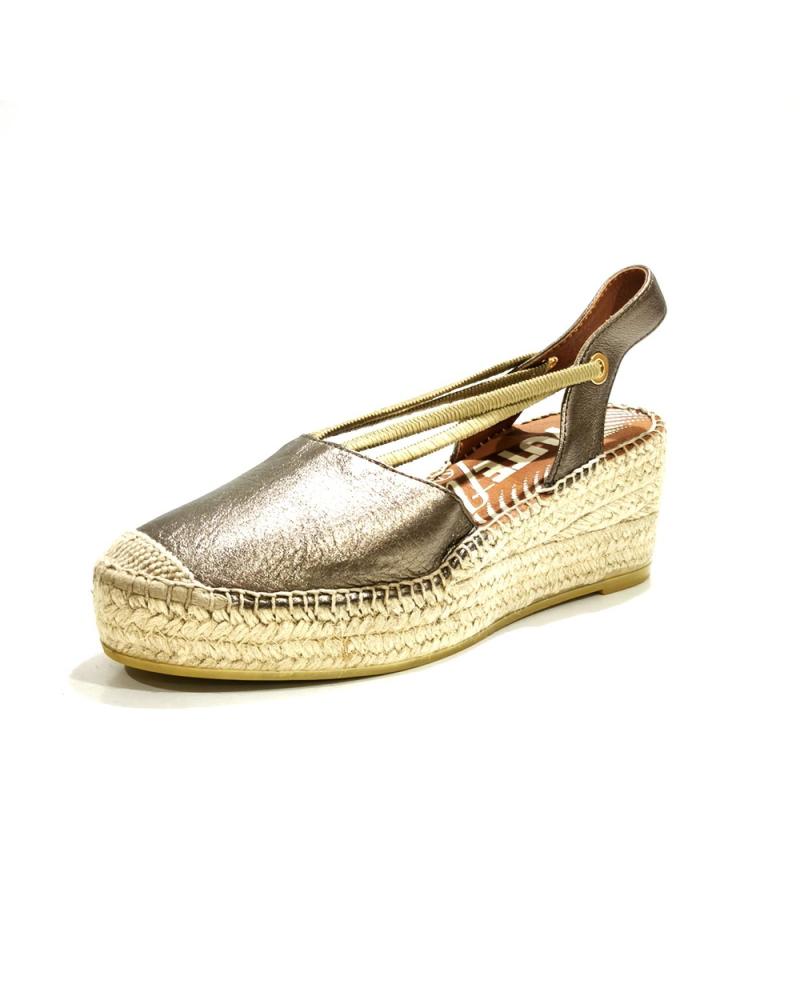 Sapatos de cunha de Mulher VIGUERA ALPARGATA CASUAL DE PIEL CON CUNA Y PLATAFORMA DE YUTE FUMO