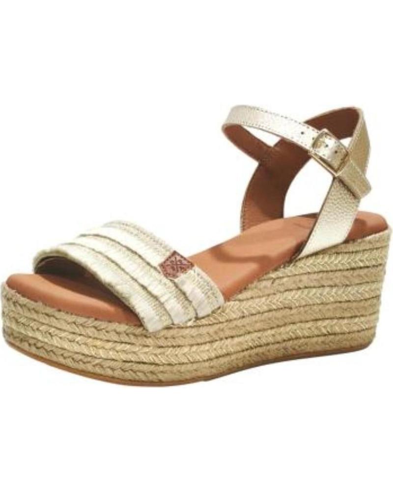 Sandálias de Mulher POPA SANDALIA CASUAL DE PIEL Y TELA CON CUNA Y PLATAFORMA ORO