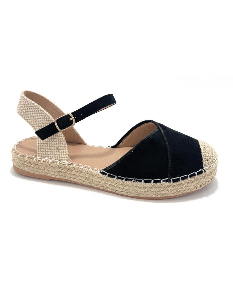 Sandalias de Mujer CHIC VISION ESPARDENAS PLANAS DESTALONADA BRILLANTES NEGRO
