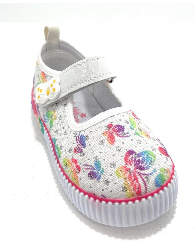 Zapatos de Hombre BUBBLE BOBBLE MERCEDITAS LONA NINA TIRA ADHESIVA DIBUJ BLANCO
