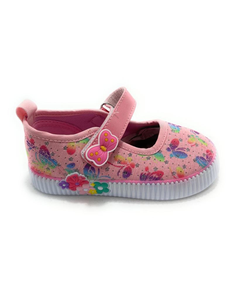 Zapatos de Niña BUBBLE BOBBLE MERCEDITAS LONA NINA TIRA ADHESIVA DIBUJ ROSA