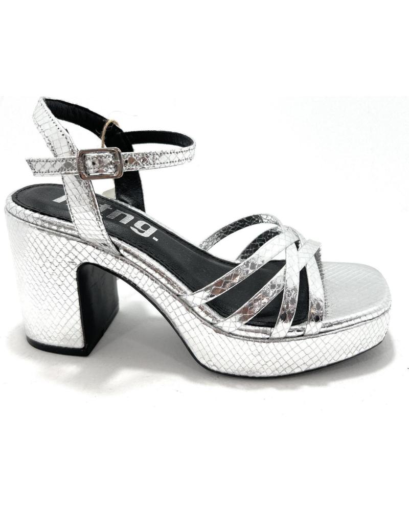 Sandalias de Mujer MTNG SANDALIAS MUSTANG TACON TIRAS SERPIENTE PLATEADO