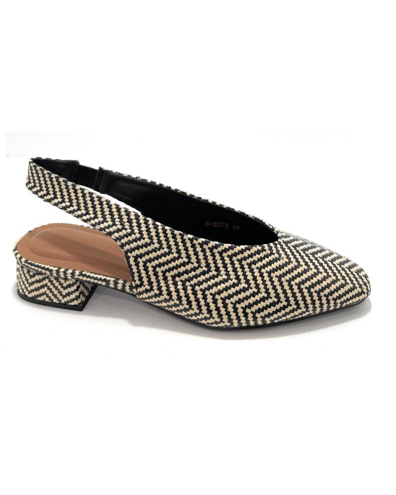 Sandálias de Mulher BUONAROTTI ZAPATOS SALON TACON BAJO COMBI NEGRO