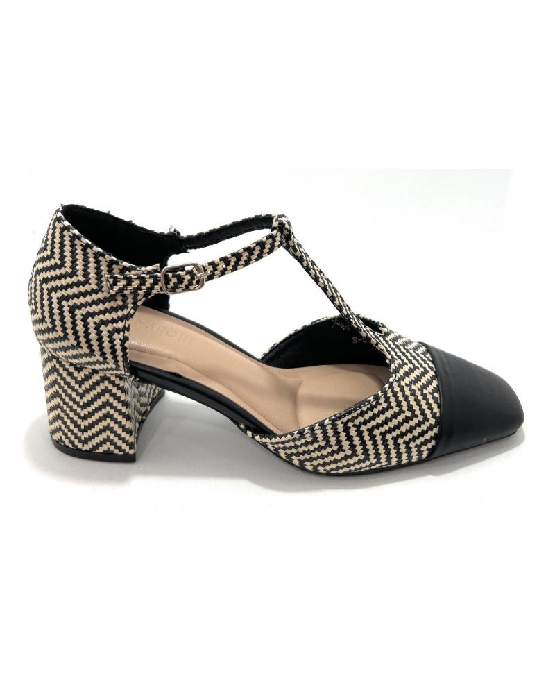 Sandálias de Mulher BUONAROTTI ZAPATOS SALON MUJER PUNTERA TEXTIL TACON NEGRO