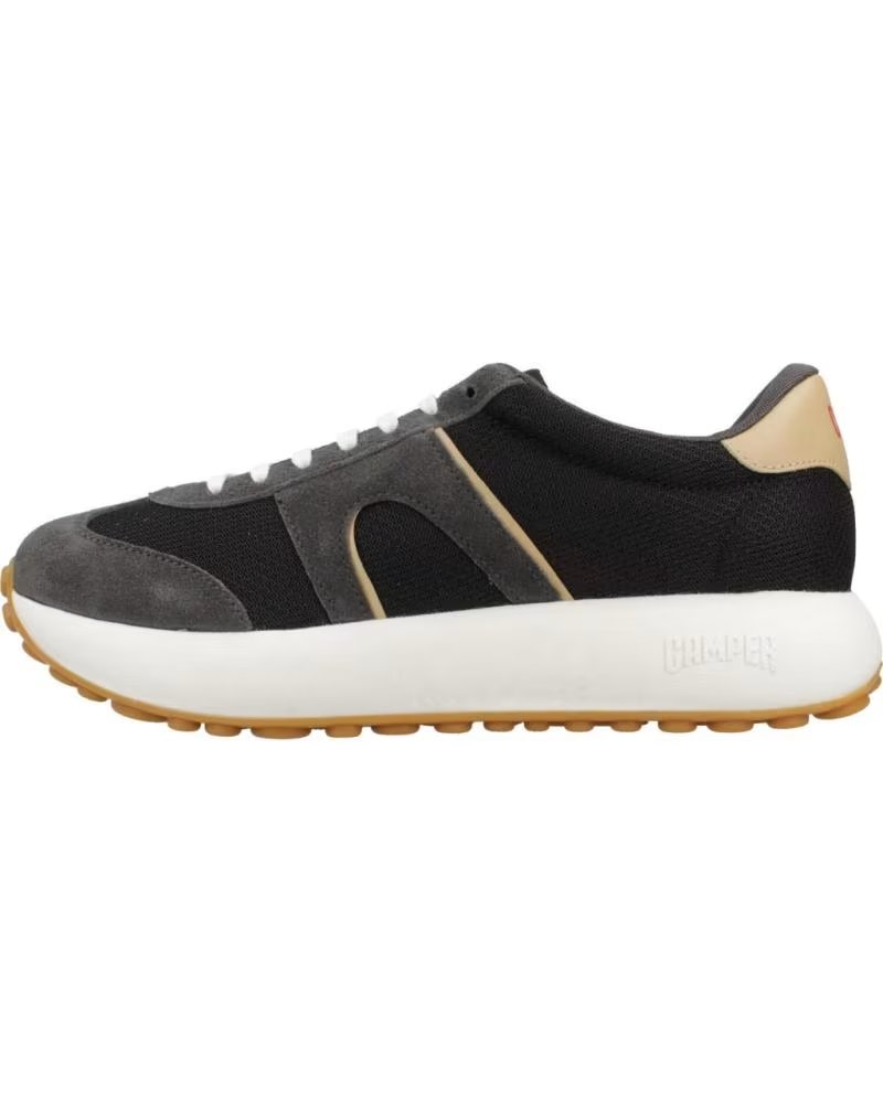 Camper Deportivo Pelotas de Serraje y Textil con Suela de Goma Negro