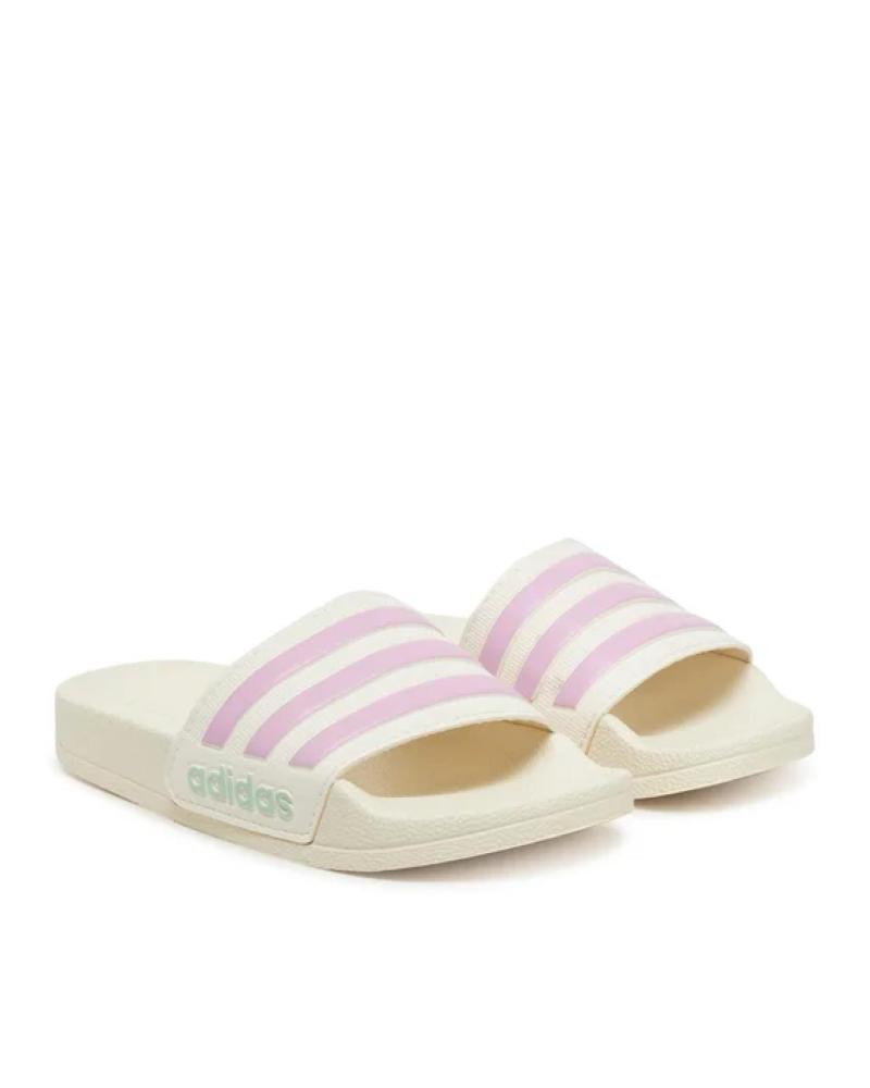 CHANCLAS ADIDAS SHOWER K BEIGE CON RAYAS ROSAS BEIGE