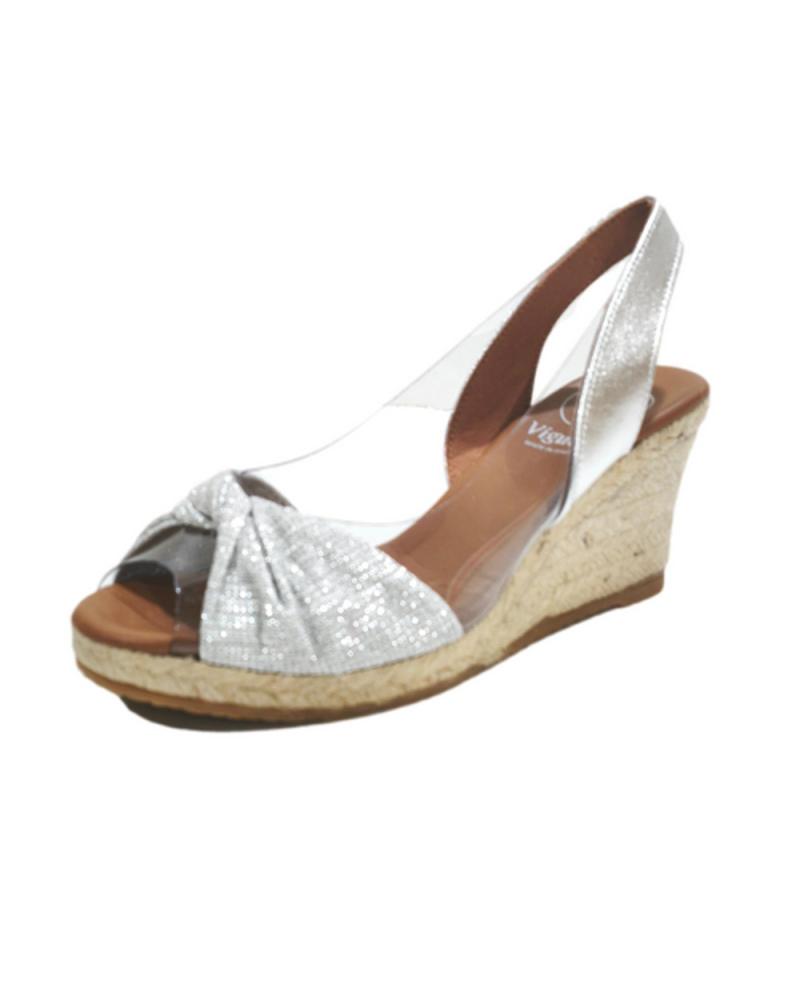 de VIGUERA ALPARGATA CASUAL TEXTIL Y VINILO CON CUNA DE YUTE PLATA