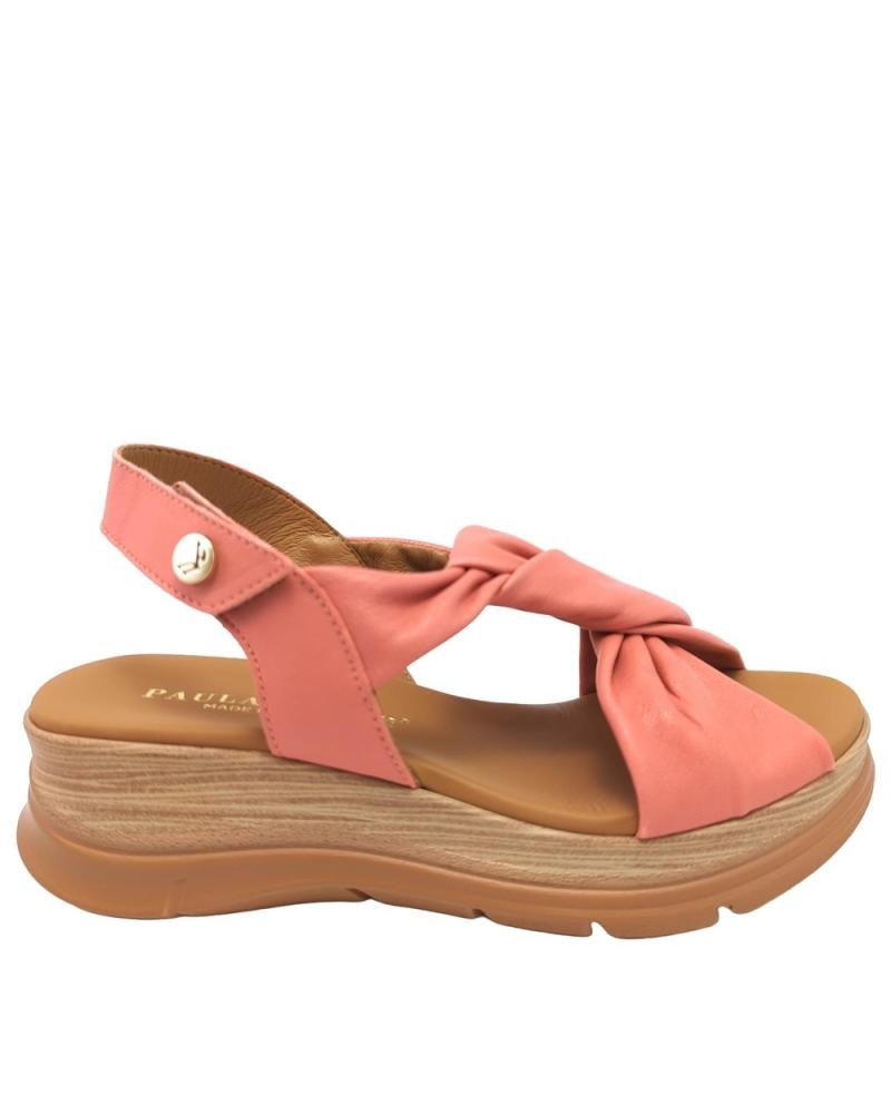 Sandalias de Mujer PAULA URBAN 24-335 PIEL PAPAYA ROJO