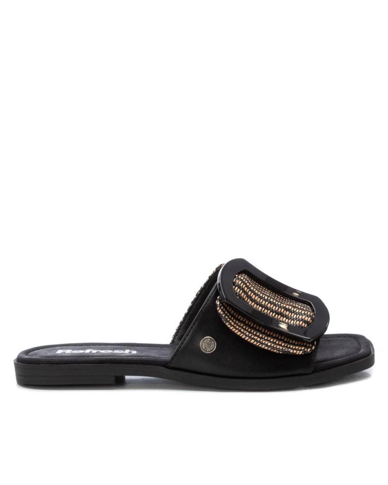 REFRESH SANDALIAS PLANAS NEGRAS 172861 CON DETALLE DECORATIVO NEGRO