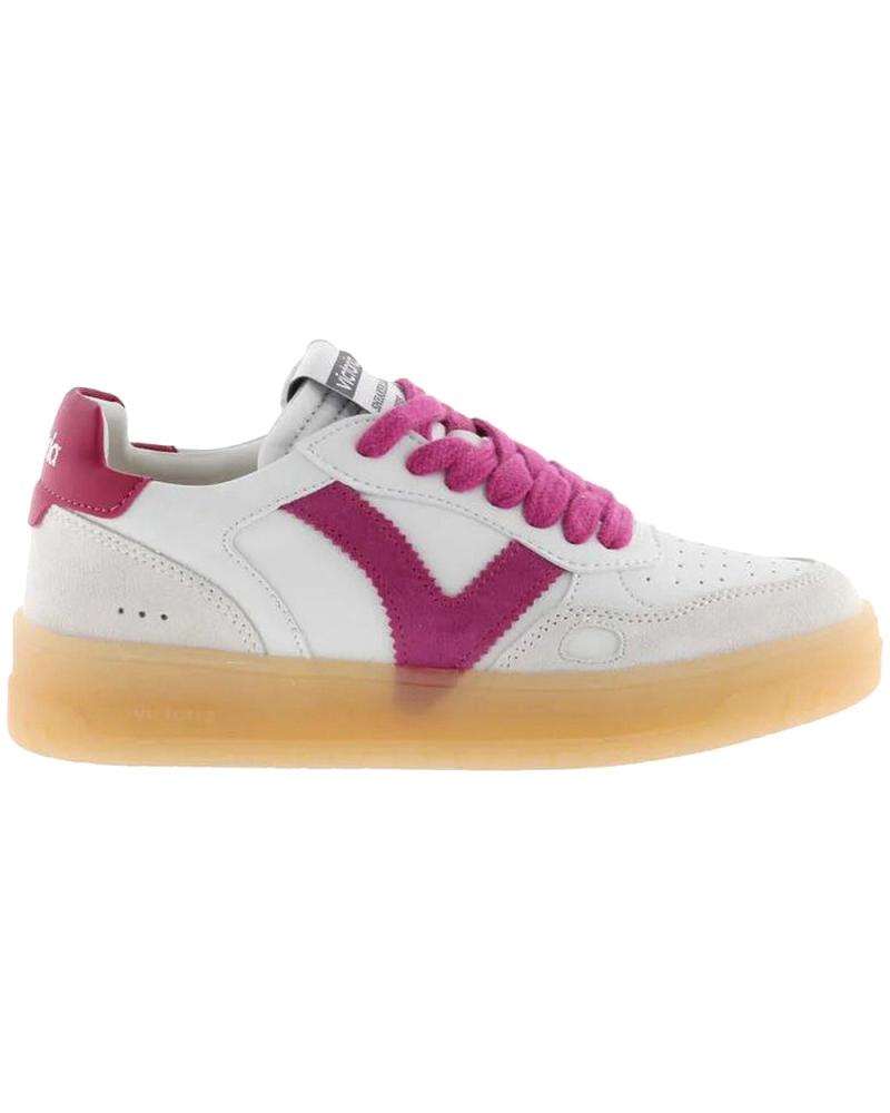 VICTORIA SEÚL 1257129 - DEPORTIVAS EFECTO PIEL Y SERRAJE BLANCO CON DETALLES FUCSIA PINK FUCSIA