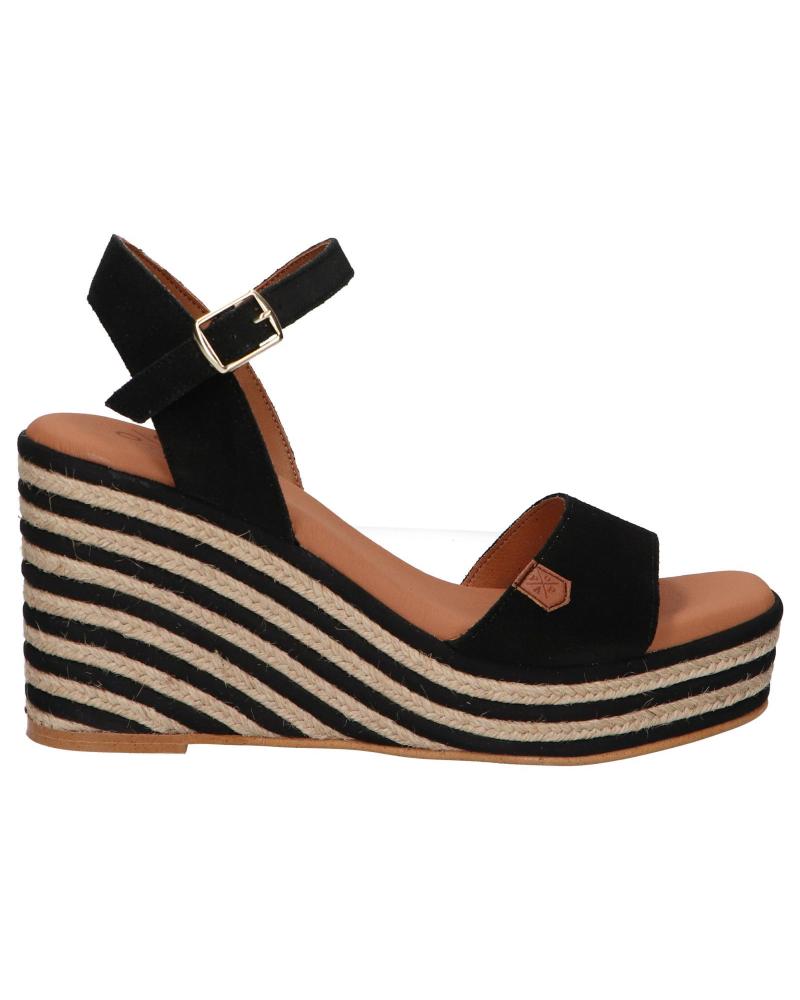 POPA 051 CORAL SERRAJE - SANDALIAS DE CUÑA NEGRAS CON RAYAS NEGRO SERRAJE CA34804 002