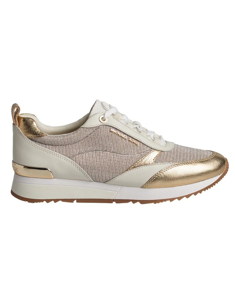 Deportivas de Mujer MICHAEL KORS SNEAKERS ALLIE STRIDE DE PIEL Y MALLA DE CADENA BRILLANTE 43 BEIGE