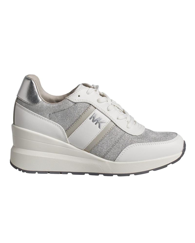 Deportivas de Mujer MICHAEL KORS SNEAKERS MABEL DE PIEL Y MALLA DE CADENA BRILLANTE 43S4MBFSB BLANCO-PLATEADO