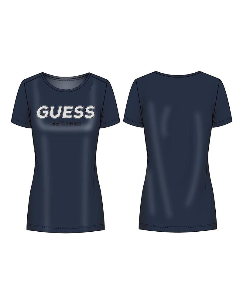 CAMISETA NEGRA CON LOGO DE BRILLOS GUESS NEGRO