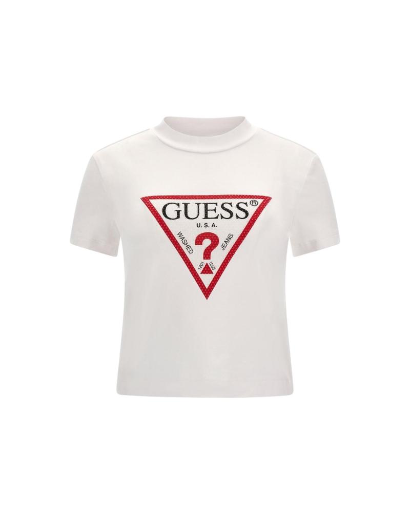 CAMISETA GUESS LOGO BRILLO BLANCA BLANCO