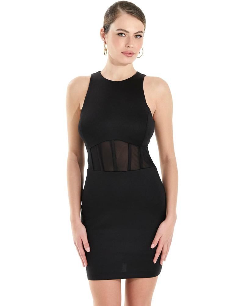 GUESS VESTIDO NEGRO MINI CON PANELES TRANSPARENTES NEGRO