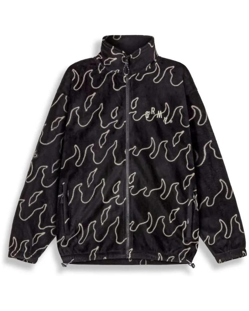 CHAQUETA POLAR GRIMEY NEGRA CON ESTAMPADO DE LLAMAS NEGRO