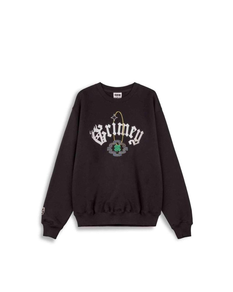 GRIMEY SAOIRSE VINTAGE CREWNECK SUDADERA NEGRA CON ESTAMPADO GRÁFICO NEGRO