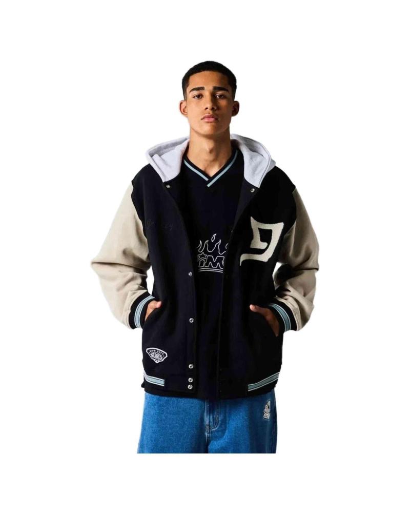 GRIMEY CHAQUETA VARSITY BICOLOR NEGRA Y AZUL AZUL