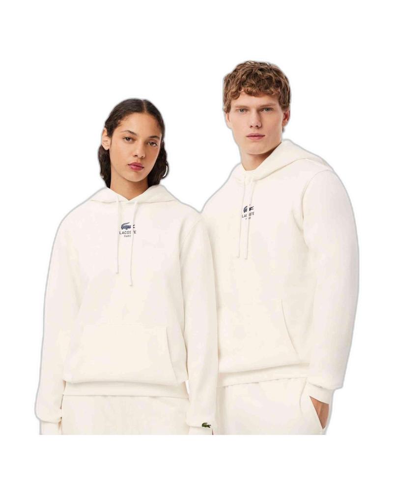 SUDADERA CON CAPUCHA LACOSTE UNISEX BLANCA CON LOGO REVERSO BLANCO