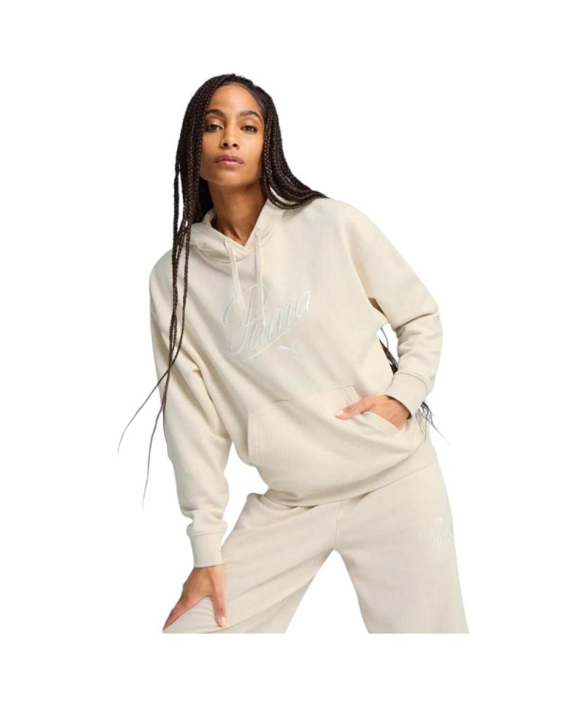 SUDADERA CON CAPUCHA PUMA ESSENTIALS SCRIPT COMFORT ALPINE 684983-87 BEIGE BEIGE