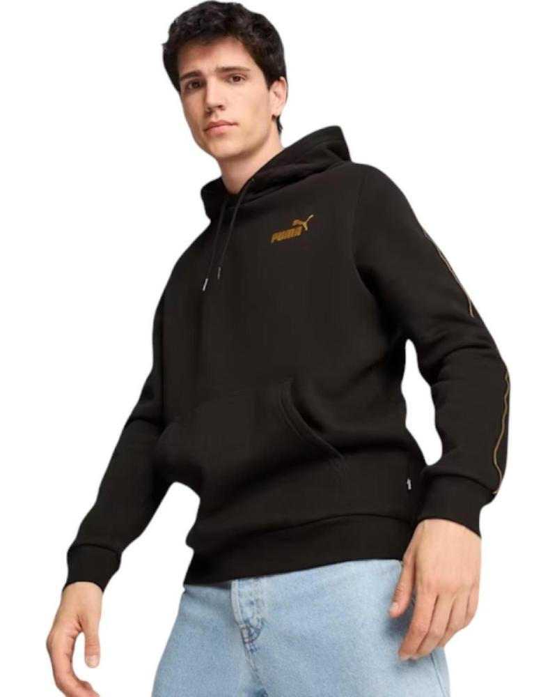 PUMA ESSENTIALS TAPE MINIMAL GOLD - SUDADERA CON CAPUCHA NEGRA NEGRO