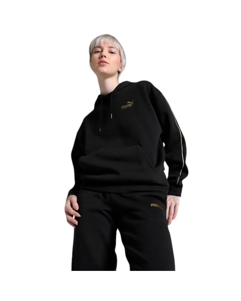 PUMA SUDADERA CON CAPUCHA ESSENTIALS TAPE MINIMAL GOL NEGRA 685293-01 NEGRO