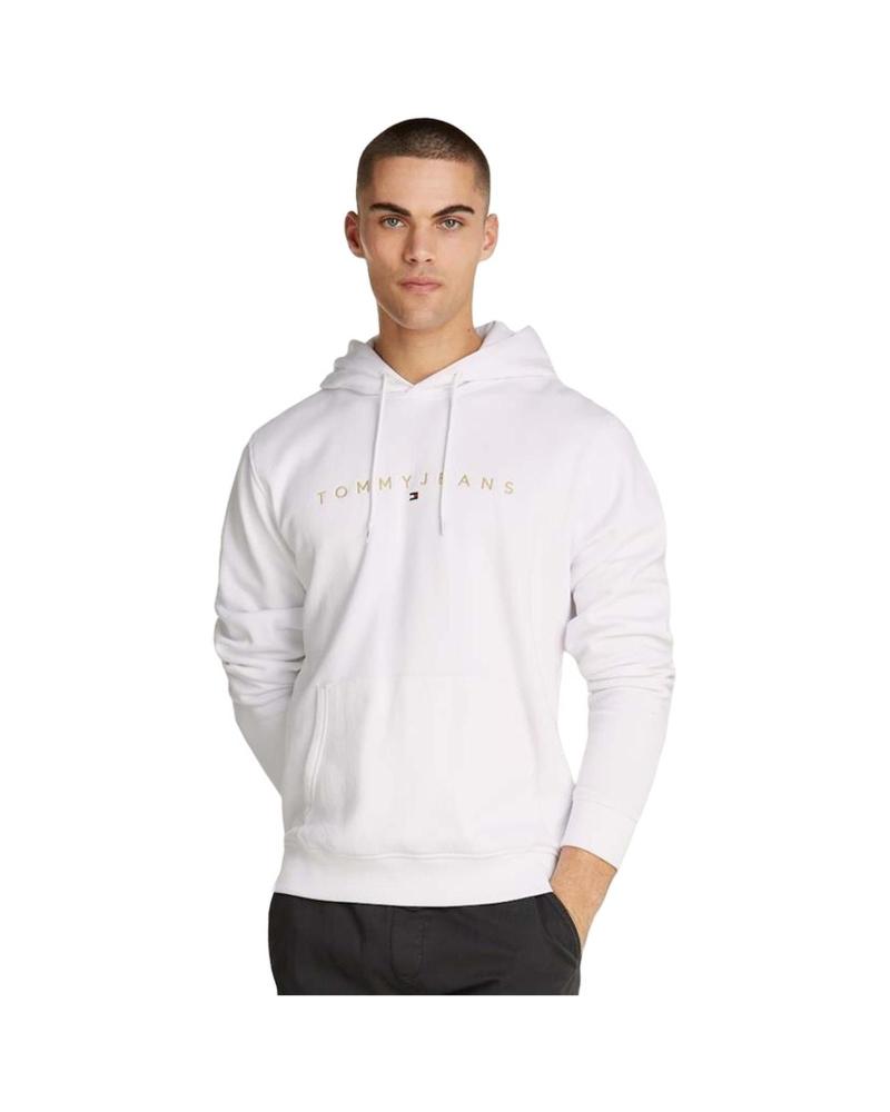 TOMMY HILFIGER SUDADERA CON CAPUCHA DM0DM20503 BLANCA LOGO LINEAR GOLD BLANCO