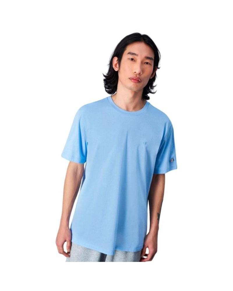 CAMISETA CHAMPION LEGACY CREWNECK 219874-BS083 AZUL CELESTE DE MANGA CORTA AZUL
