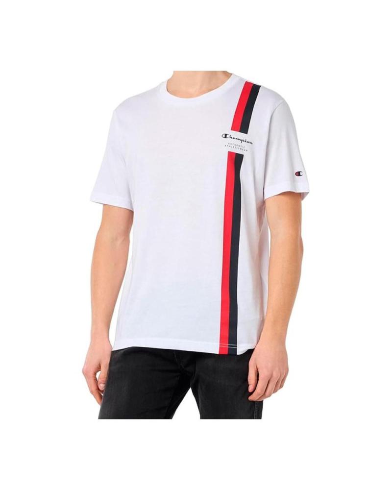 CHAMPION CAMISETA LEGACY CREWNECK RAYA TRICOLOR BLANCA 219736-WW001 BLANCO