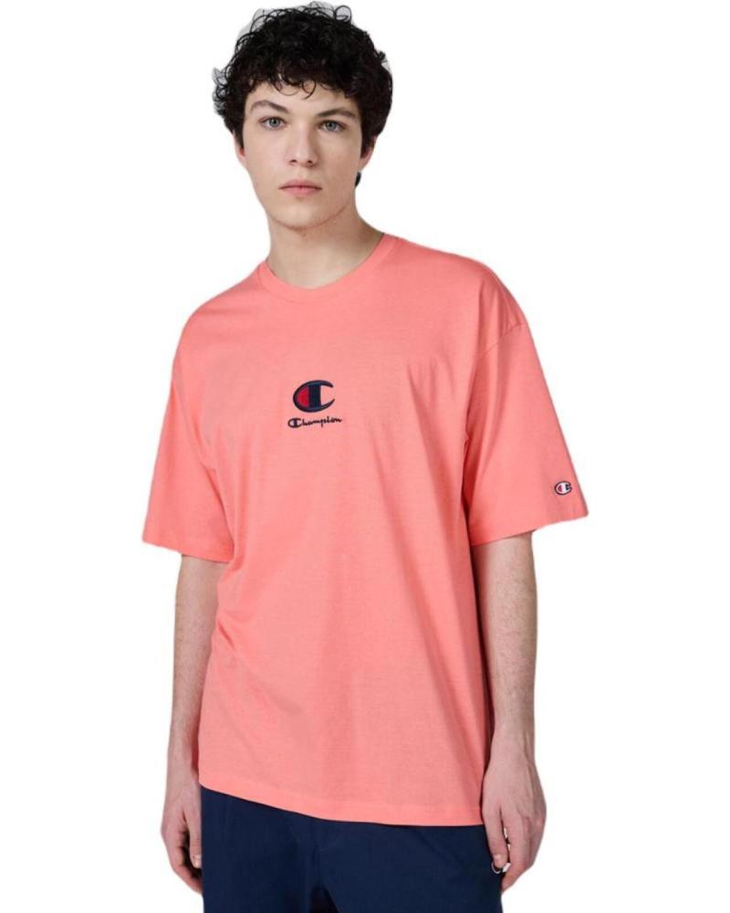 CAMISETA CHAMPION LEGACY CON LOGO BORDADO ROSA CORAL 219847-PS093 ROSA
