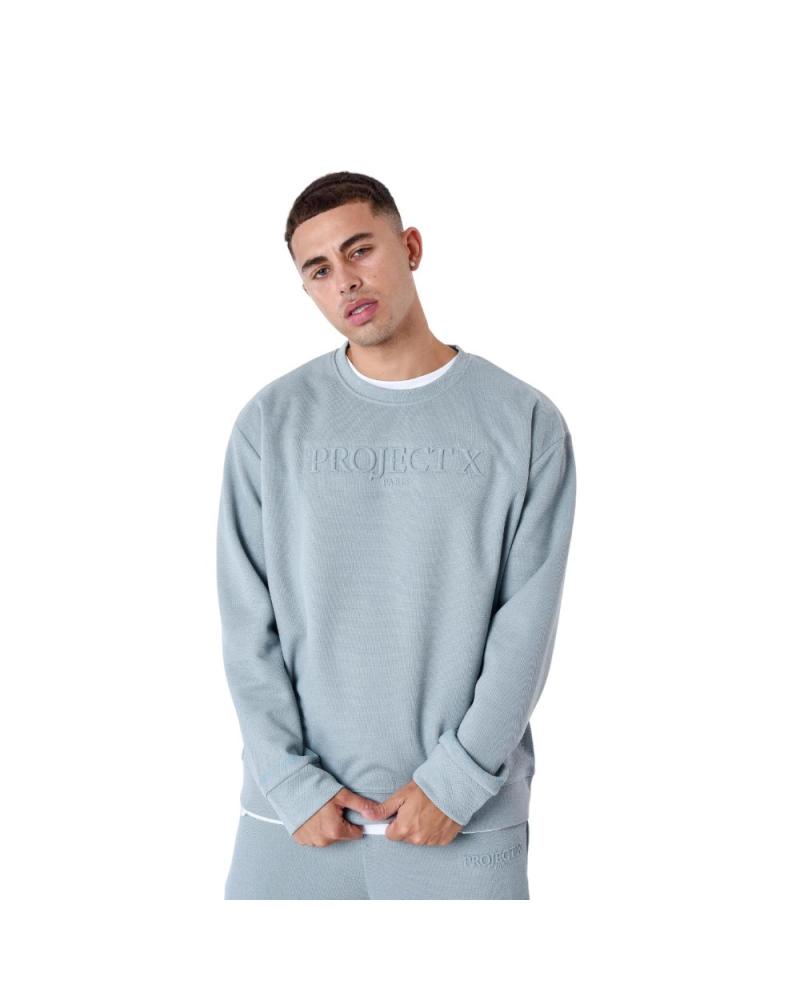 SUDADERA PROJECT X PARIS CREWNECK RELIEVE AZUL CLARO 2322035-OM VERDE