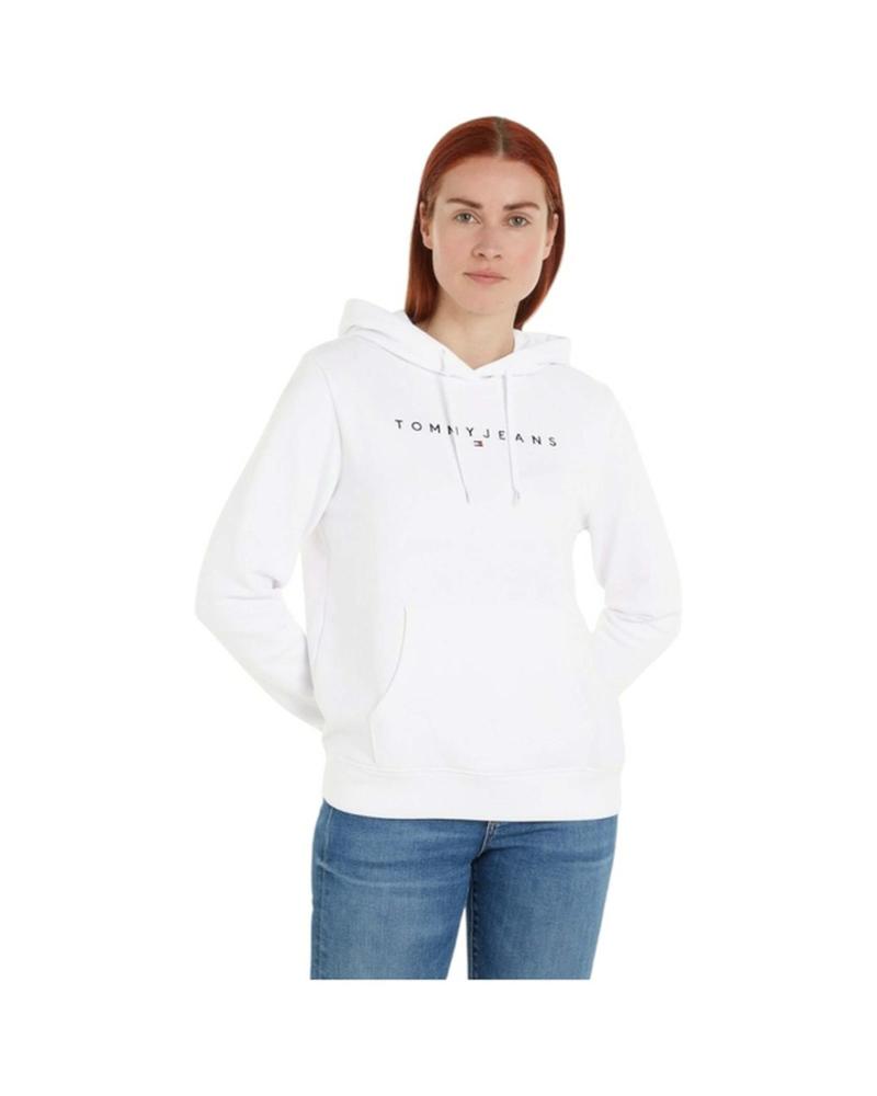 SUDADERA CON CAPUCHA TOMMY HILFIGER LINEAR HOOD BLANCA PARA MUJER BLANCO