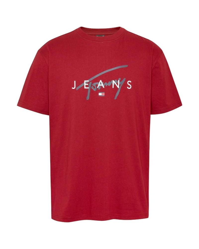 TOMMY HILFIGER CAMISETA T-SHIRT ROJA CON LOGO ESTAMPADO ROJO