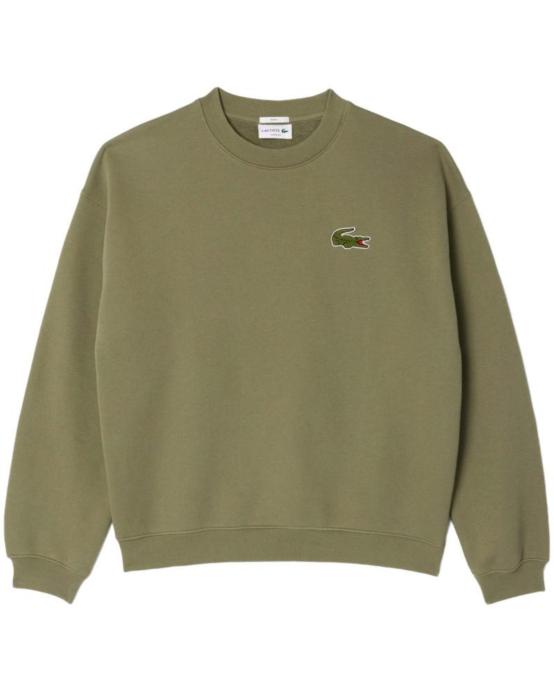 LACOSTE SUDADERA DE CUELLO REDONDO VERDE CON LOGO COCODRILO VERDE