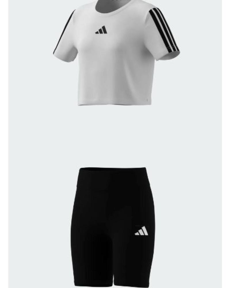 CONJUNTO DEPORTIVO ADIDAS ESSENTIALS PARA NIÑA - CAMISETA BLANCA Y SHORTS NEGROS WHITE-BLACK