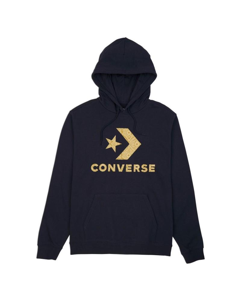 SUDADERA CONVERSE STAR CHEVRON NEGRA CON CAPUCHA ROSA