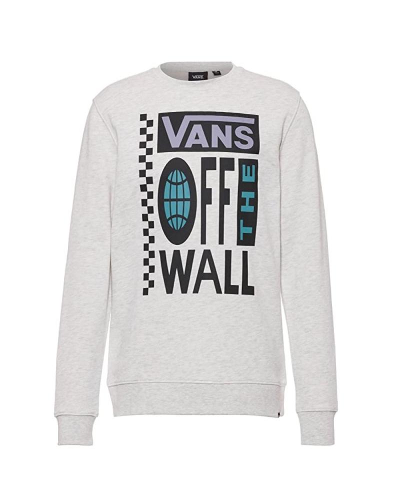 SUDADERA VANS GLOBAL STACK CREW-B GRIS CON ESTAMPADO MULTICOLOR VN0004WMT8J1 GRIS