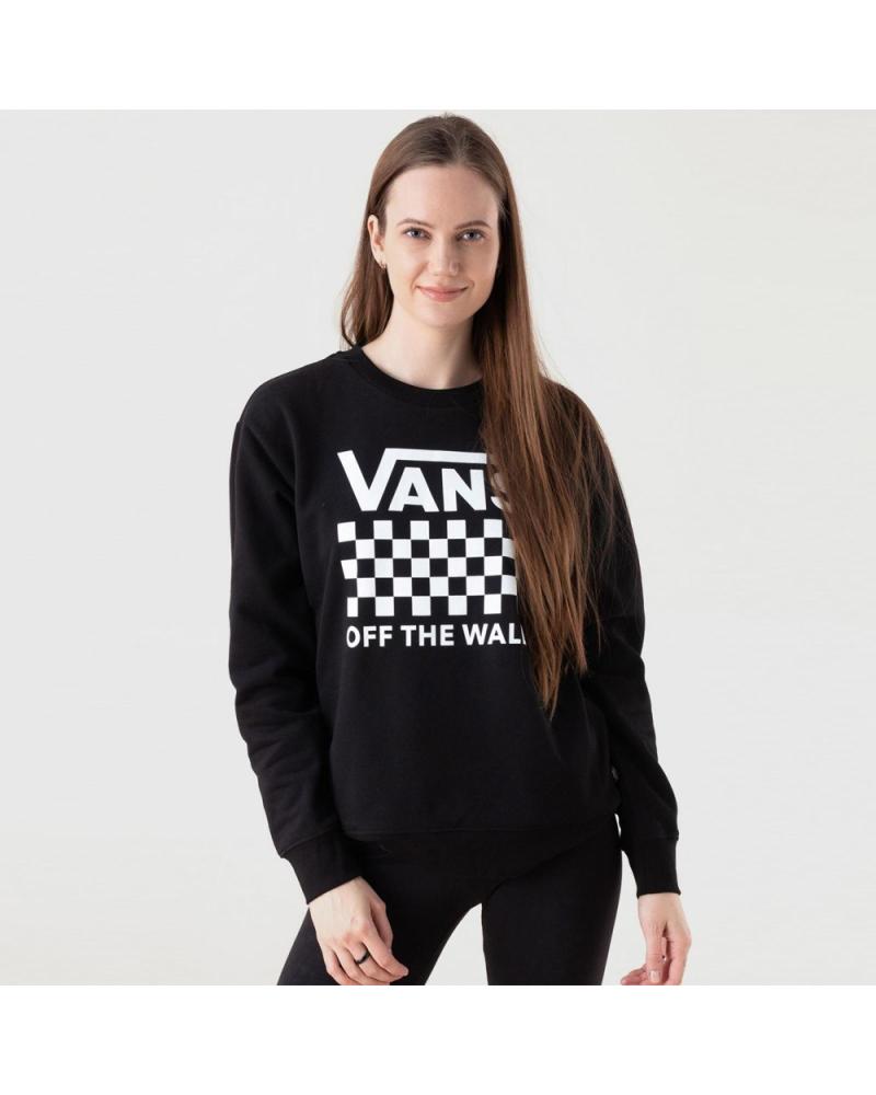SUDADERA VANS LOCK BOX CREW-B NEGRA CON LOGO DAMERO VN00055CBLK1 NEGRO