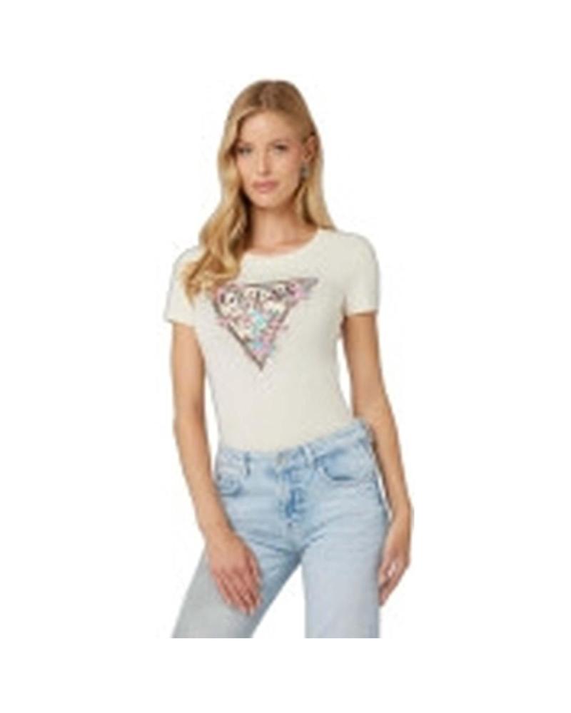 GUESS CAMISETA CHERRY FLOWER BEIGE PARA MUJER BEIGE
