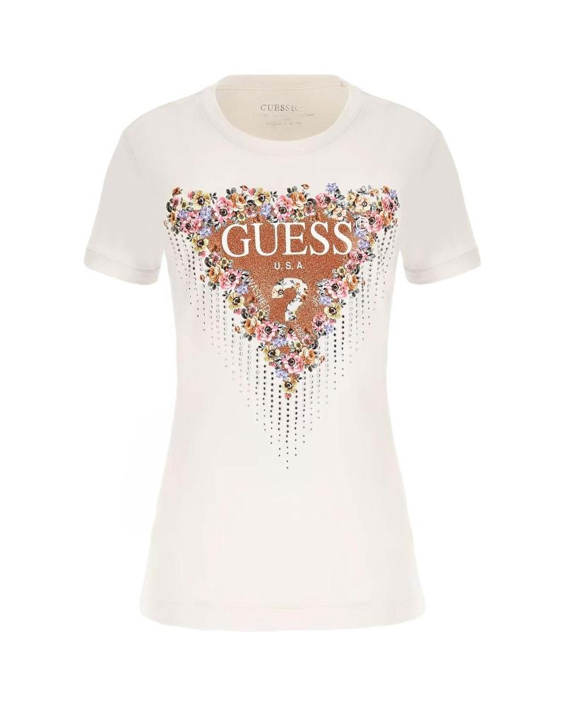 CAMISETA GUESS BOUQUET TRIANGLE BEIGE BEIGE