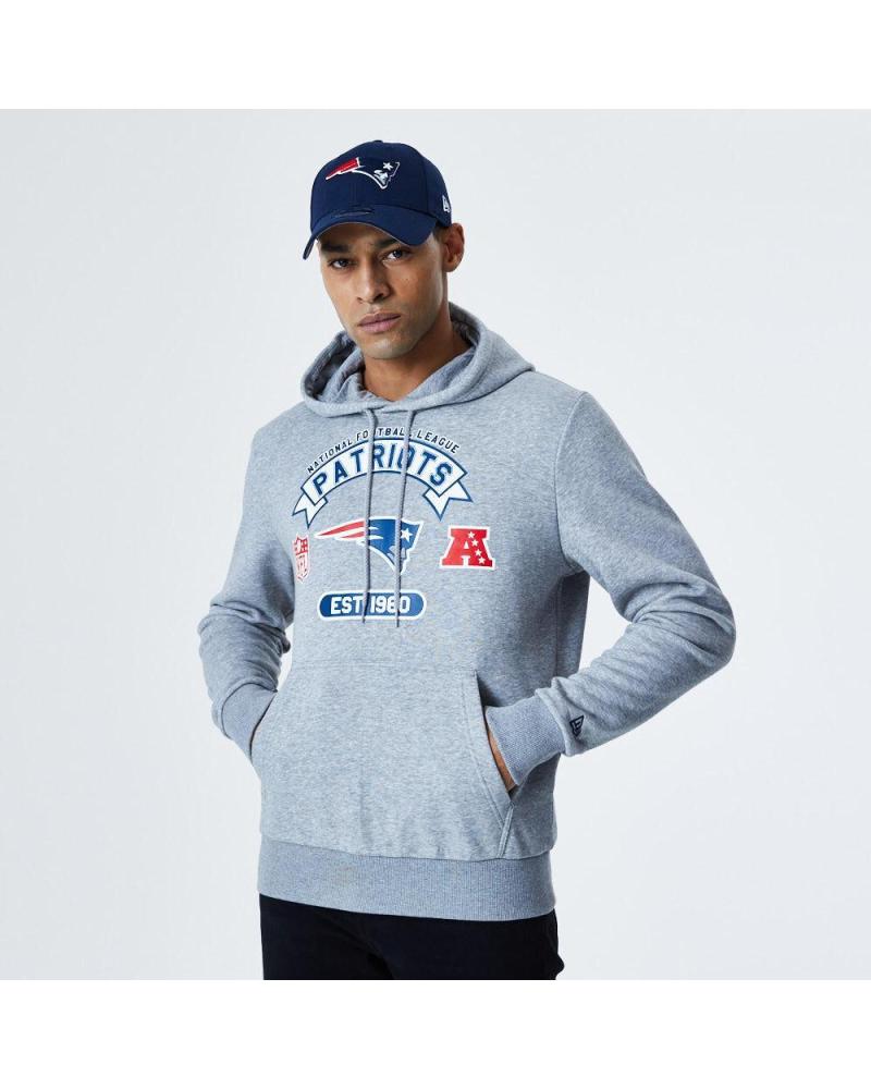 SUDADERA CON CAPUCHA NEW ERA NFL GRAPHIC PO PATRIOTS 12195327 GRIS GRIS