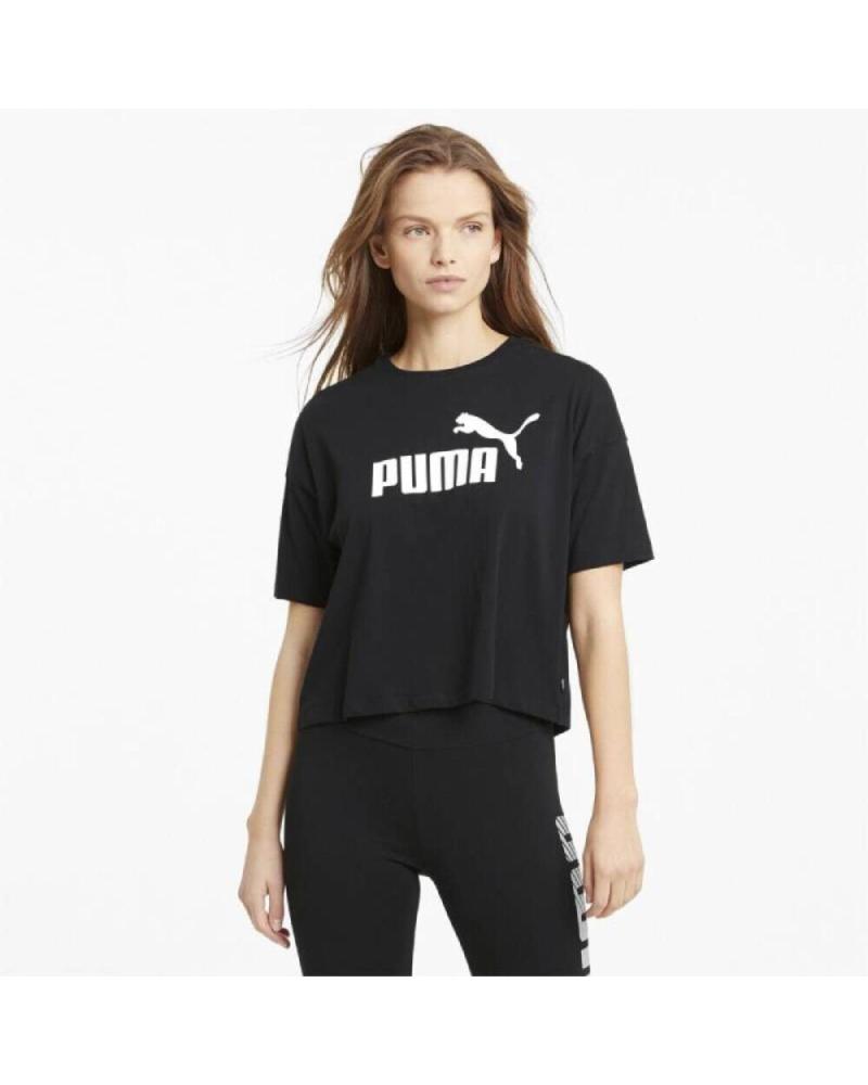 CAMISETA PUMA ESSENTIALS CROPPED LOGO TEE MUJER 586866 NEGRO MULTICOLOR